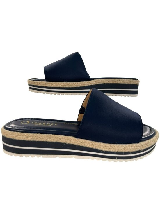 Journee Shoes - Journee Rosey Navy Open-Toe Espadrille Slide Comfy Sandals Women's Size 12M NEW
